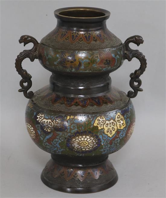 A Japanese champleve vase